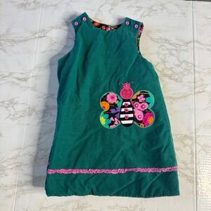 The Bailey Boys Kids Reversible Corduroy Jumper Dress Butterfly Floral Green 4